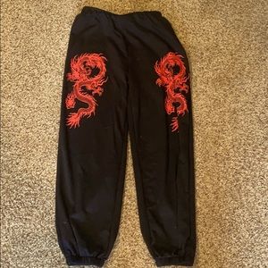 Sweatpants with Red Dragons